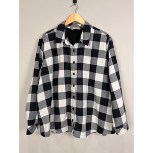 Women's Lee Riders Black & White Plaid Button Down Shacket 2X